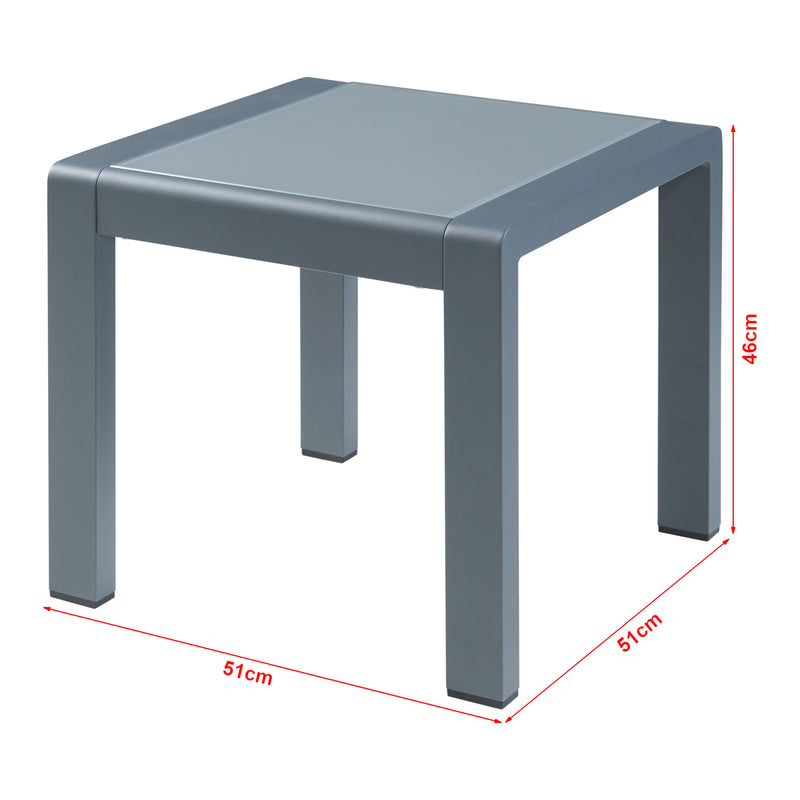 Croquis coté Table d'appoint de jardin Avise verre trempé 46 x 51 x 51 cm anthracite casa.pro