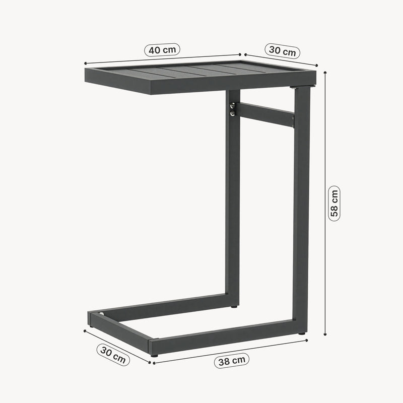 Croquis coté Table d'appoint de jardin Gaby acier 58 x 40 x 30 cm gris anthracite casa.pro
