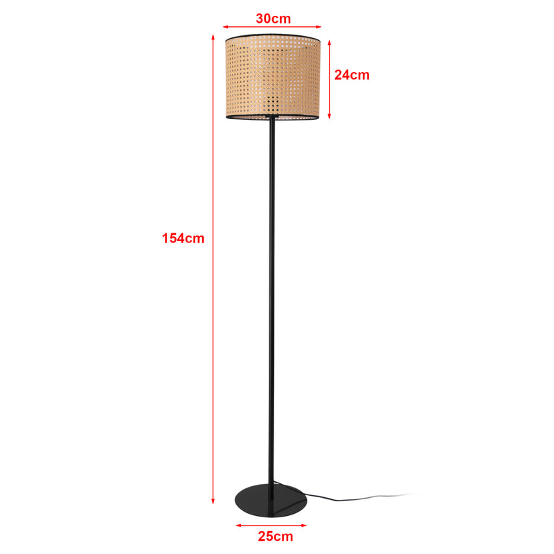 Croquis coté Lampadaire Helens 154 x 30 cm noir beige lux.pro