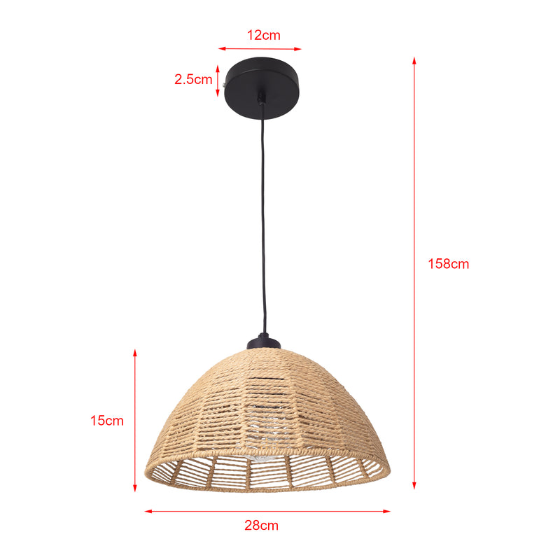 Croquis coté Suspension Romsey E27 naturel noir lux.pro