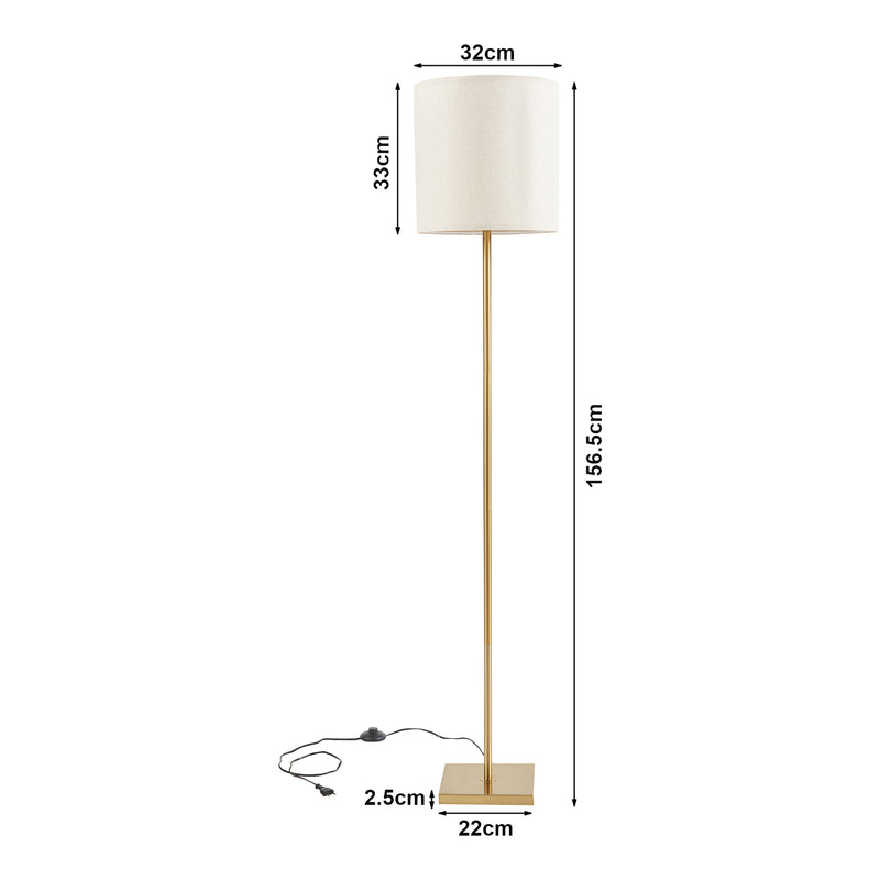 Croquis coté Lampadaire Fildholm hauteur 157 cm couleur laiton / effet lin lux.pro