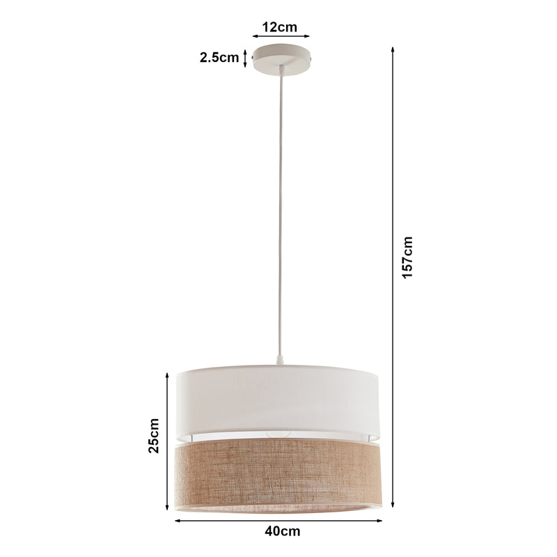 Croquis coté Suspension Barton blanc / effet lin lux.pro
