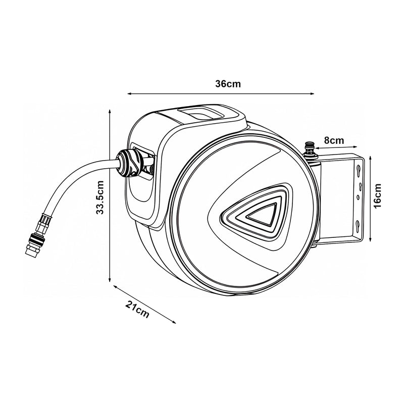 Croquis coté Enrouleur de tuyau d'air comprimé Nassau blanc gris pro.tec