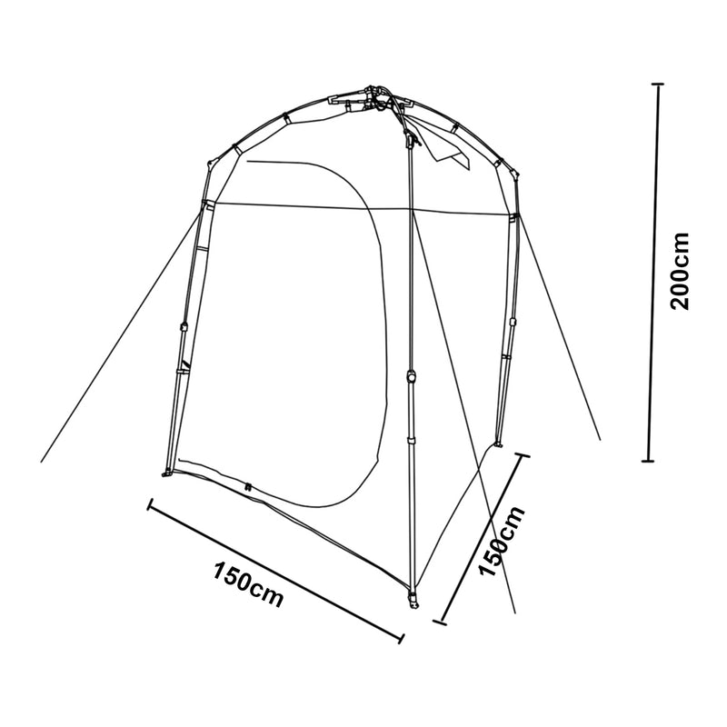 Croquis coté Tente de douche Ayas 150 x 150 x 200 cm pro.tec
