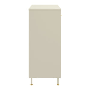 Buffet Lindau acier 97x80x40 cm crème blanc [en.casa]