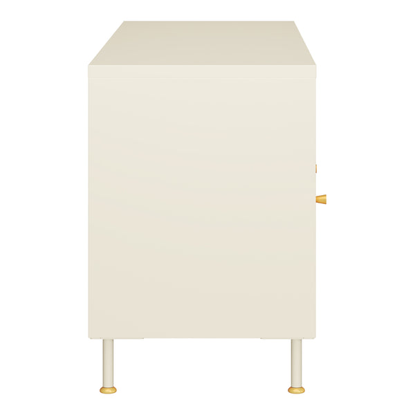 Meuble TV Lindau Acier 120x40x59 cm Crème blanc [en.casa]