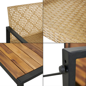 Salon de jardin 4 pièces Calciano aspect rotin beige noir naturel casa.pro