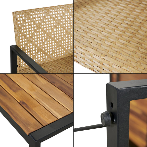 Salon de jardin 4 pièces Calciano aspect rotin beige noir naturel casa.pro