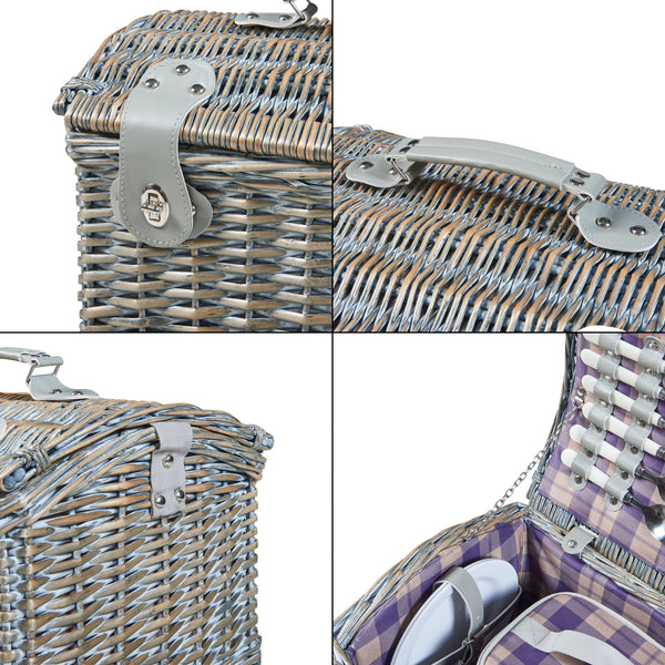 Panier pique-nique Folldal pour 2 personnes 40x28x25 cm [casa.pro]