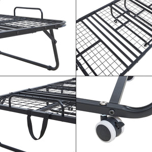 Lit pliant avec matelas à mémoire de forme Borjavle 90 x 200 cm noir gris blanc [en.casa]