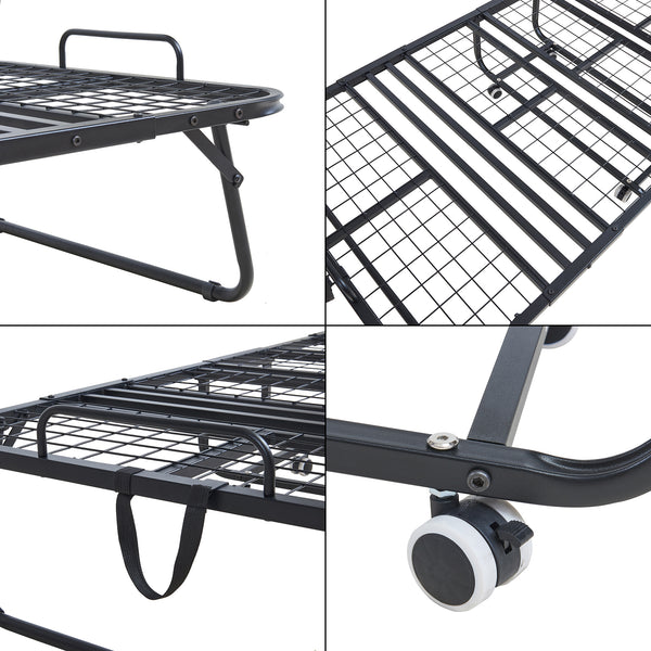 Lit pliant avec matelas à mémoire de forme Borjavle 90 x 200 cm noir gris blanc [en.casa]