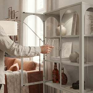 Armoire vitrine Klippestad acier verre trempé 160 x 80 x 35 cm camel [en.casa]