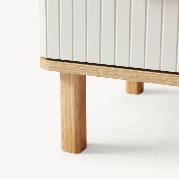 Table de chevet Ferrersp avec 2 tiroirs 50x40x40 cm aspect chêne / couleur sable [en.casa]