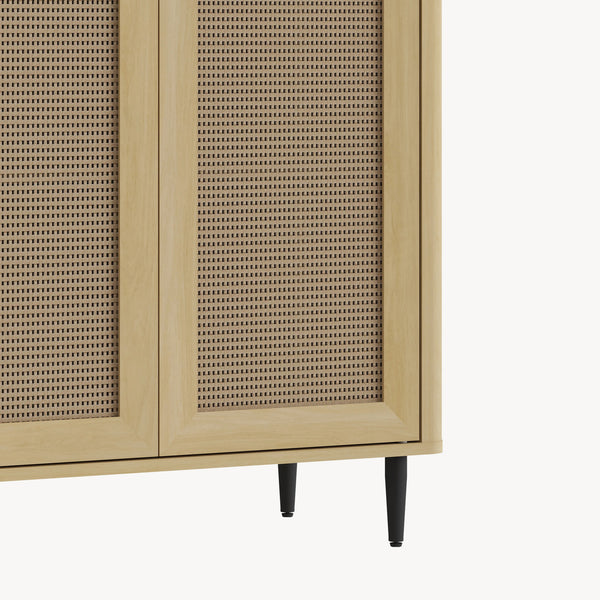 Buffet Lukhomso 83 x 80 x 40 cm effet chêne aspect rotin noir [en.casa]