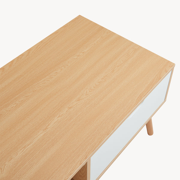 Table basse Bordkak avec tiroir 100x48x45 cm aspect chêne/blanc [en.casa]
