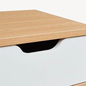 Table de chevet Bordkak 55x48x30 cm aspect chêne/blanc [en.casa]