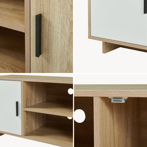 Meuble TV Kenta 120x39x52 cm aspect chêne Sonoma/blanc [en.casa]