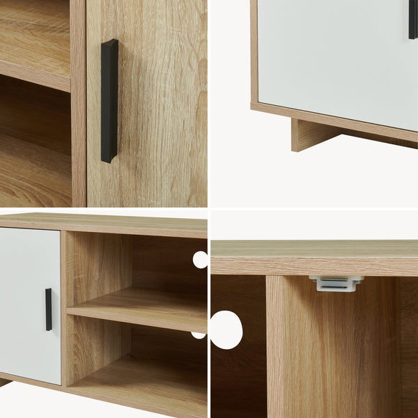 Meuble TV Kenta 120x39x52 cm aspect chêne Sonoma/blanc [en.casa]
