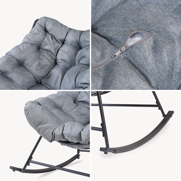 Fauteuil à bascule de jardin Villeneuve 85 x 90 x 91 cm noir gris [en.casa] 