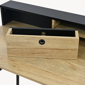 Bureau Var 93x90x50 cm Noir/Aspect chêne [en.casa]