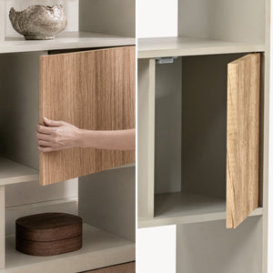Bibliothèque Karena 112x70x30 cm Crème blanc/Aspect chêne [en.casa]