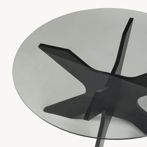 Table basse Imi avec plateau en verre Ø70x35 cm Noir/Gris [en.casa]