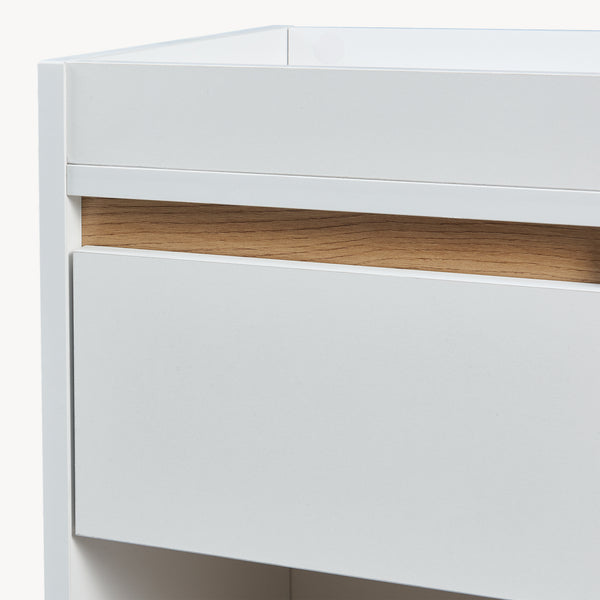 Table de chevet Lure 55x30x35 cm Blanc/Aspect chêne [en.casa]