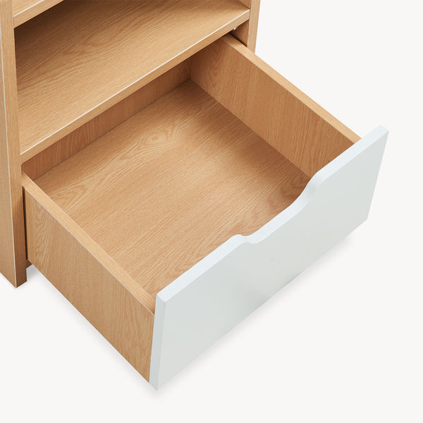 Table de chevet Bordkak 45x36x34 cm aspect chêne/blanc [en.casa]