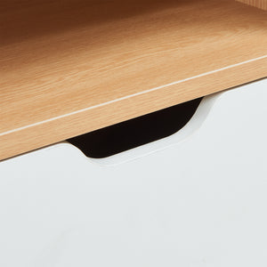 Table de chevet Bordkak avec étagère 75x35x30 cm aspect chêne/blanc [en.casa]