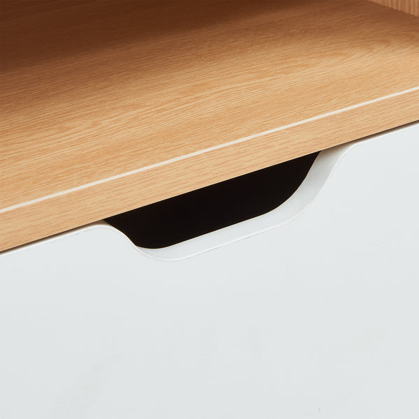 Table de chevet Bordkak avec étagère 75x35x30 cm aspect chêne/blanc [en.casa]