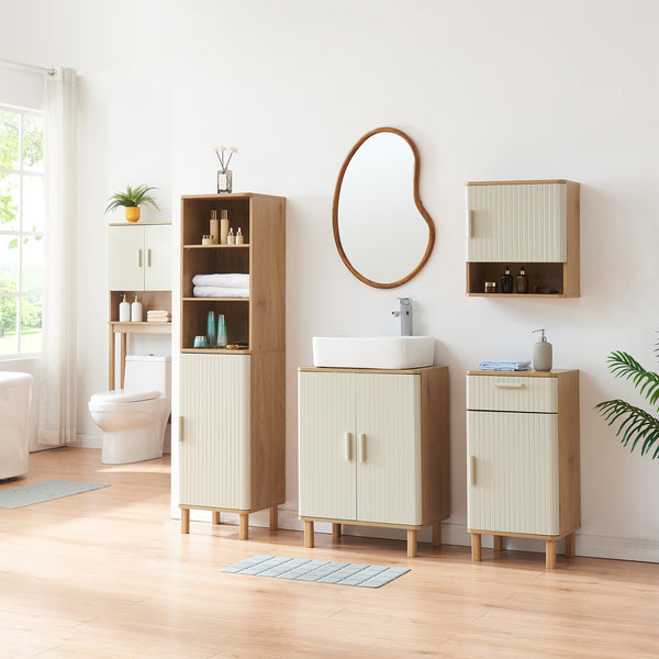 Armoire suspendue Ferrersp 50x45x24 cm aspect chêne / couleur sable [en.casa]