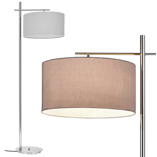 [lux.pro] Lampadaire London Lampe sur Pied Lampe de Plancher Lampe Lampe de Salon Métal Tissu  Gris E27 155 cm x Ø 48 cm