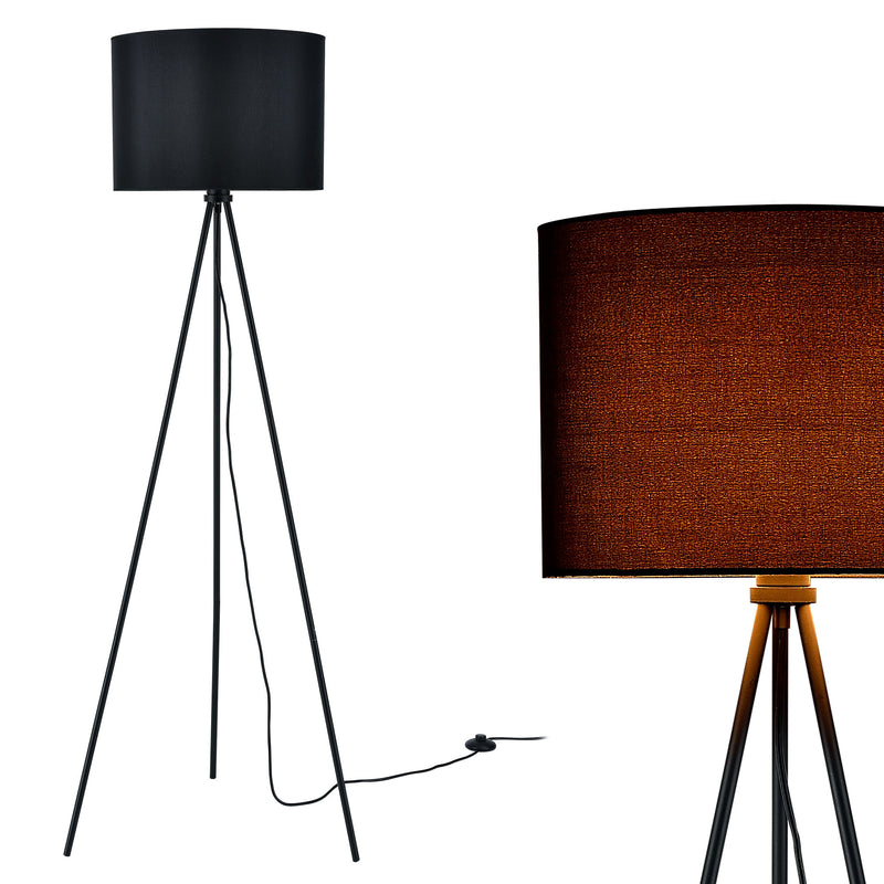 Croquis coté [lux.pro] lampadaire (1 x socle E27)(150cm x 60cm) abat-jour (noir) parasol et lampadaire à trois pieds