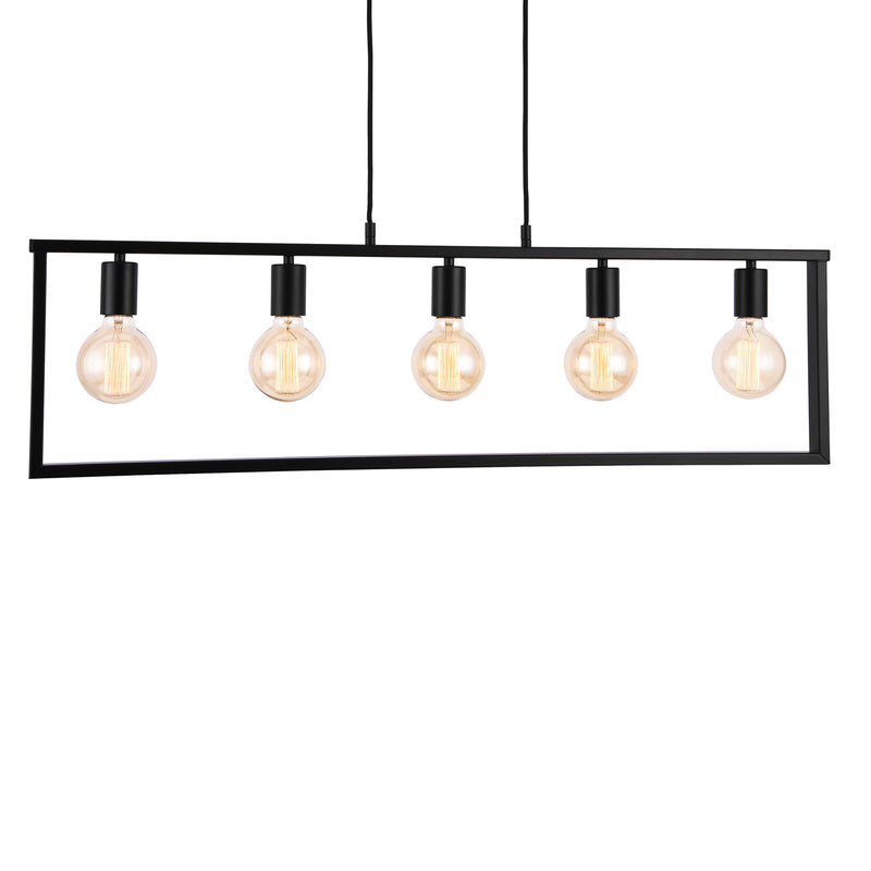 Croquis coté Suspension Décorative avec 5 Supports 100 x 30 cm Noir [lux.pro] 
