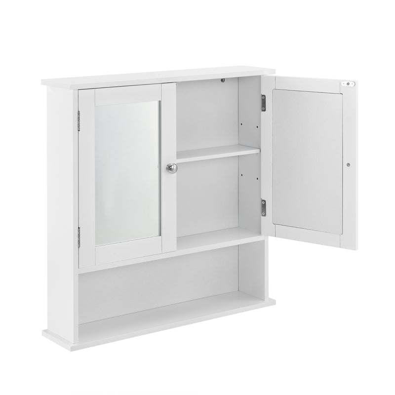Croquis coté Armoire de salle de bain vintage avec miroir MDF Blanc laqué [en.casa]
