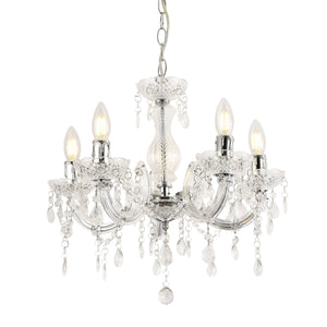 Lustre Weimar 5x E14 Ø35 x 145 cm Cristal/Blanc lux.pro