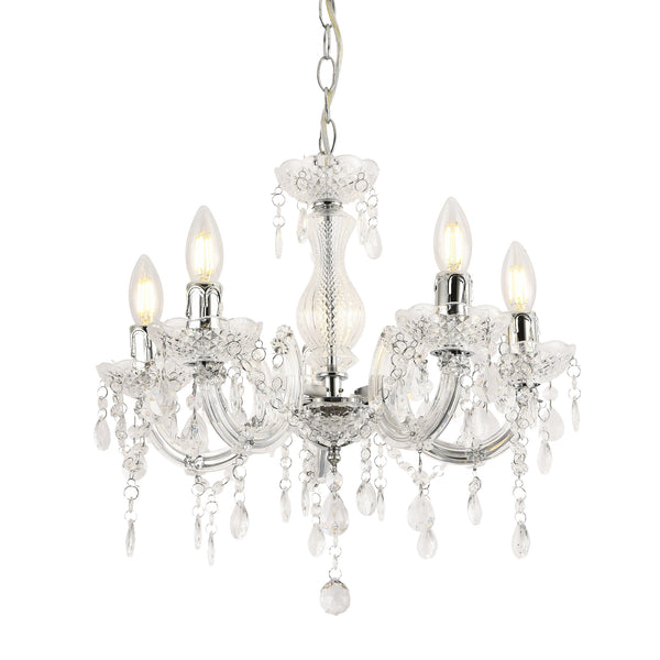 Lustre Weimar 5x E14 Ø35 x 145 cm Cristal/Blanc lux.pro
