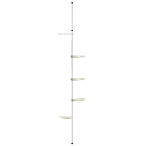 [en.casa] Support de fleurs téléscopique Porte-pot Stand de Plante Métal et Plastique Réglable en hauteur entre 110 - 305 cm Blanc