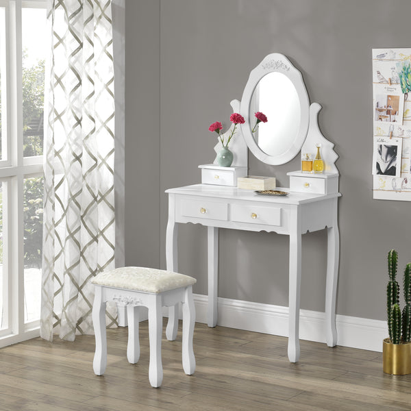 Coiffeuse Limerick avec miroir + tabouret en.casa
