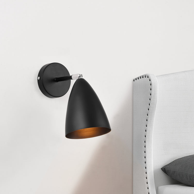 Croquis coté [lux.pro] Lampe Murale Lampe de Mur Applique Murale Abat-jour Mobile E14 Métal 22 x 12 x 12 cm Noir