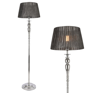 Lampadaire Lingen 151 cm E27 60W Métal Chrome/Gris lux.pro
