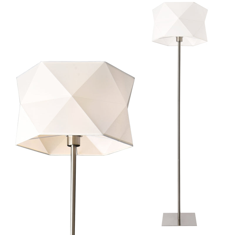 Croquis coté [lux.pro] Lampadaire Métal Tissu Douille 1 x E27 152 cm Chrome Blanc
