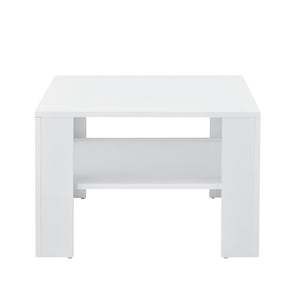 Table basse Aachen 60x60x40 cm avec étagère Blanc en.casa