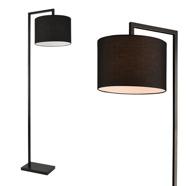 Lampadaire Düsseldorf 161 cm E27 Max. 60W Noir lux.pro