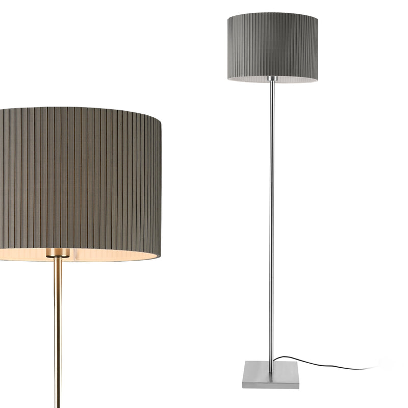 Croquis coté [lux.pro] Lampadaire Lampe à Pied Cadre en Métal Abat-jour en Tissu 1 x E27 Gris 151 cm