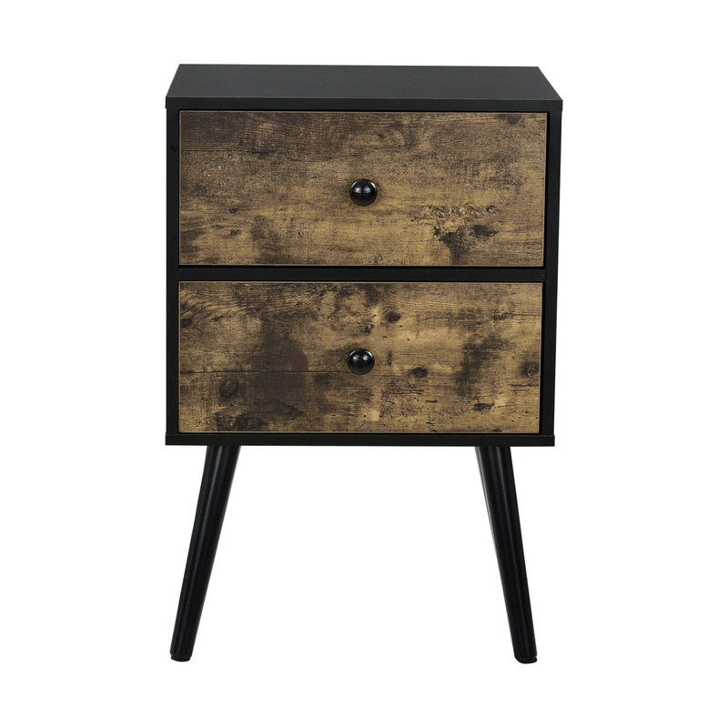 Croquis coté Petite Table avec 2 Tiroirs Effet Bois et Noir 60 x 40 x 29,5 cm [en.casa]