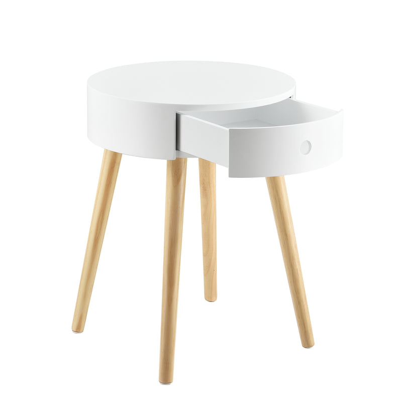 Croquis coté Table de Chevet Aurich Blanc 50 x 38 x 38 cm [en.casa]