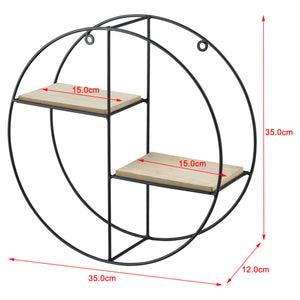 Étagère murale Lily 35x12x35 cm design rond avec 2 étagères Noir en.casa