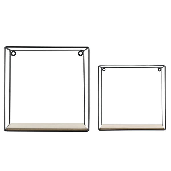 Étagère murale Eden 30x12x30 cm / 24x12x24 cm 2 pièces étagères noir en.casa