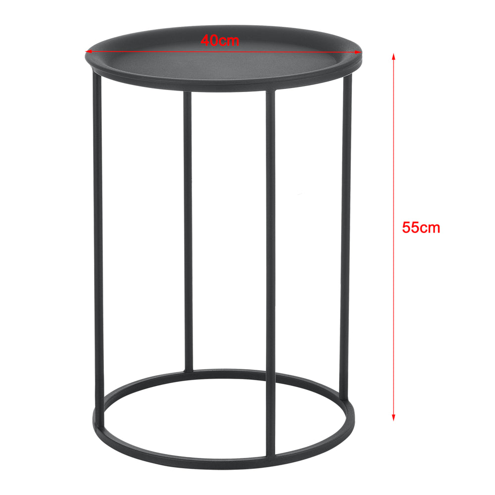 Table d'appoint Anaklia lot de 3 rond métal noir en.casa